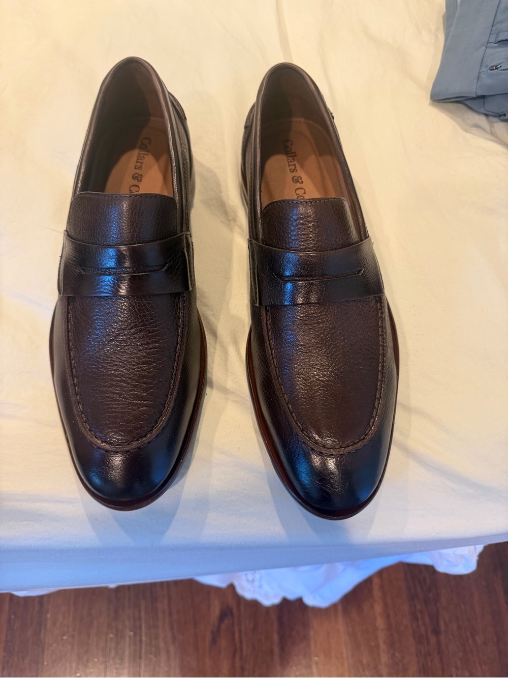 Men’s Brown Leather Naples Penny Loafers – Classic Slip-On Dress Shoes